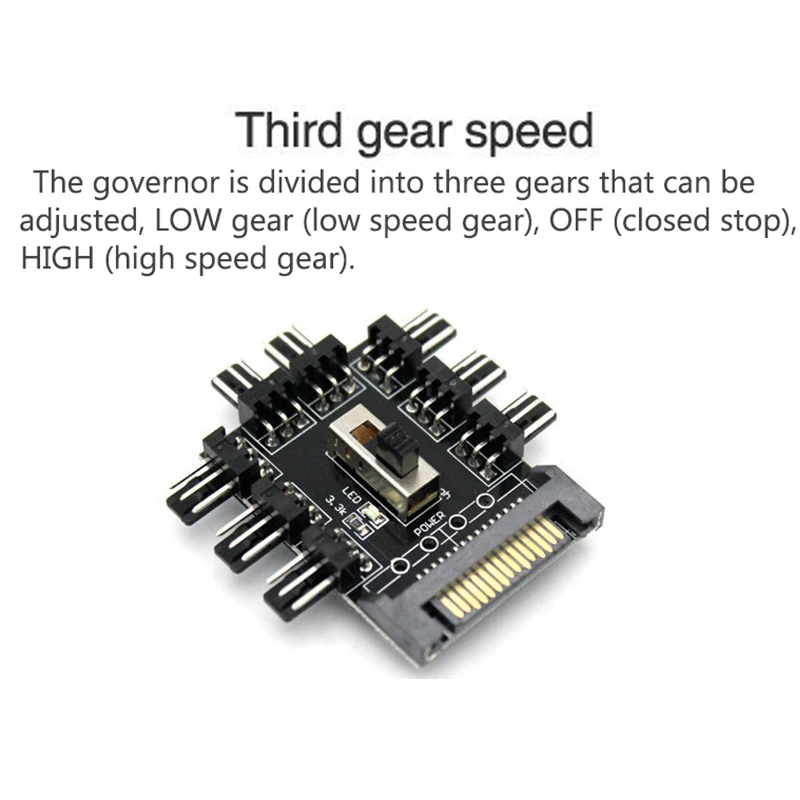 1 zu 8 Weg Splitter Kühler Lüfter Hub 3pin 12V Steckdose PCB Adapter 2 Ebene Speed Control PC Computer 4PIN/SATA Adapter