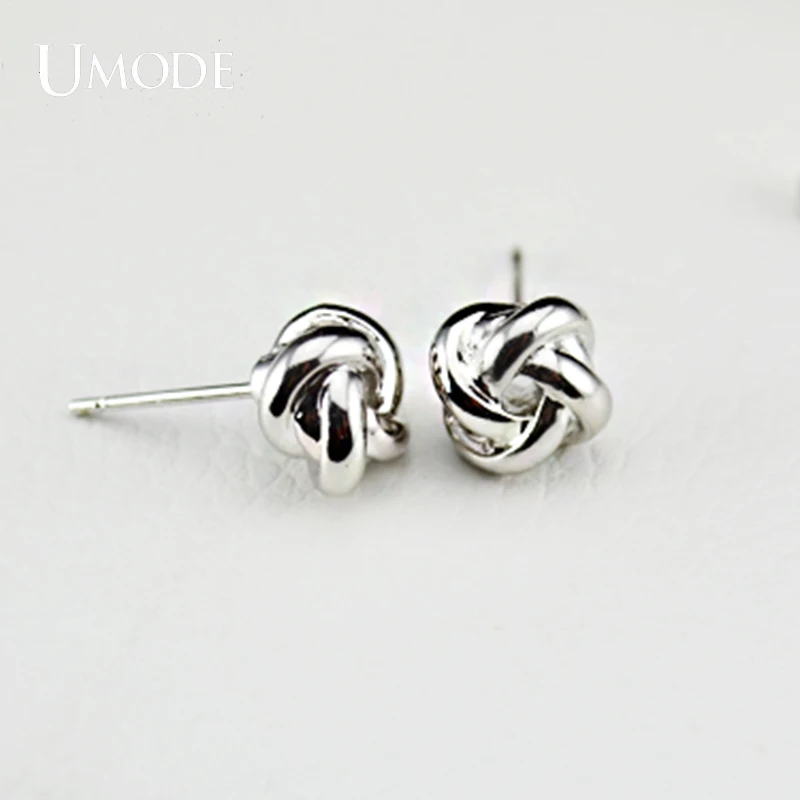 UMODE White Gold Color Classic Design Twist Love Knot Post Stud Earrings for Women JE0140B