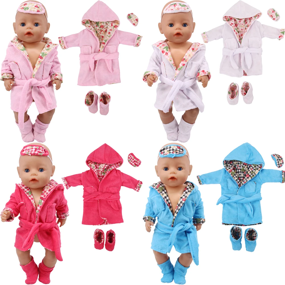 4 Pcs / Set Bathrobe For 18 Inch American Doll Girl Toys & 43 Cm Born Baby Clothes & Our Generation & Nenuco