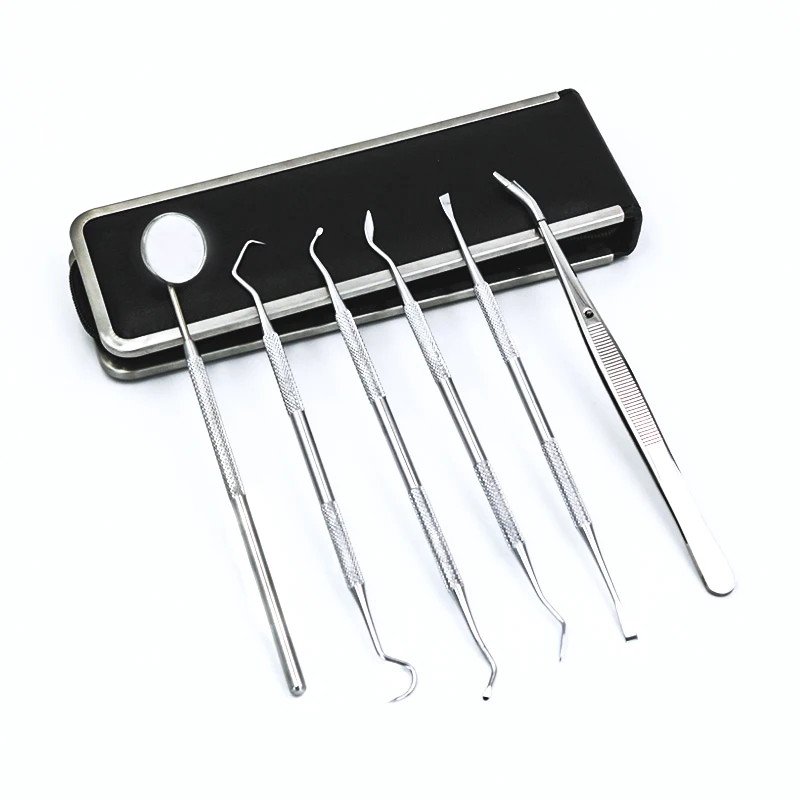 6 pcs/set stainless steel dental mirror Tweezer Sickle Tartar Scaler Teeth Pick Spatula scalers dentistry products dental tools