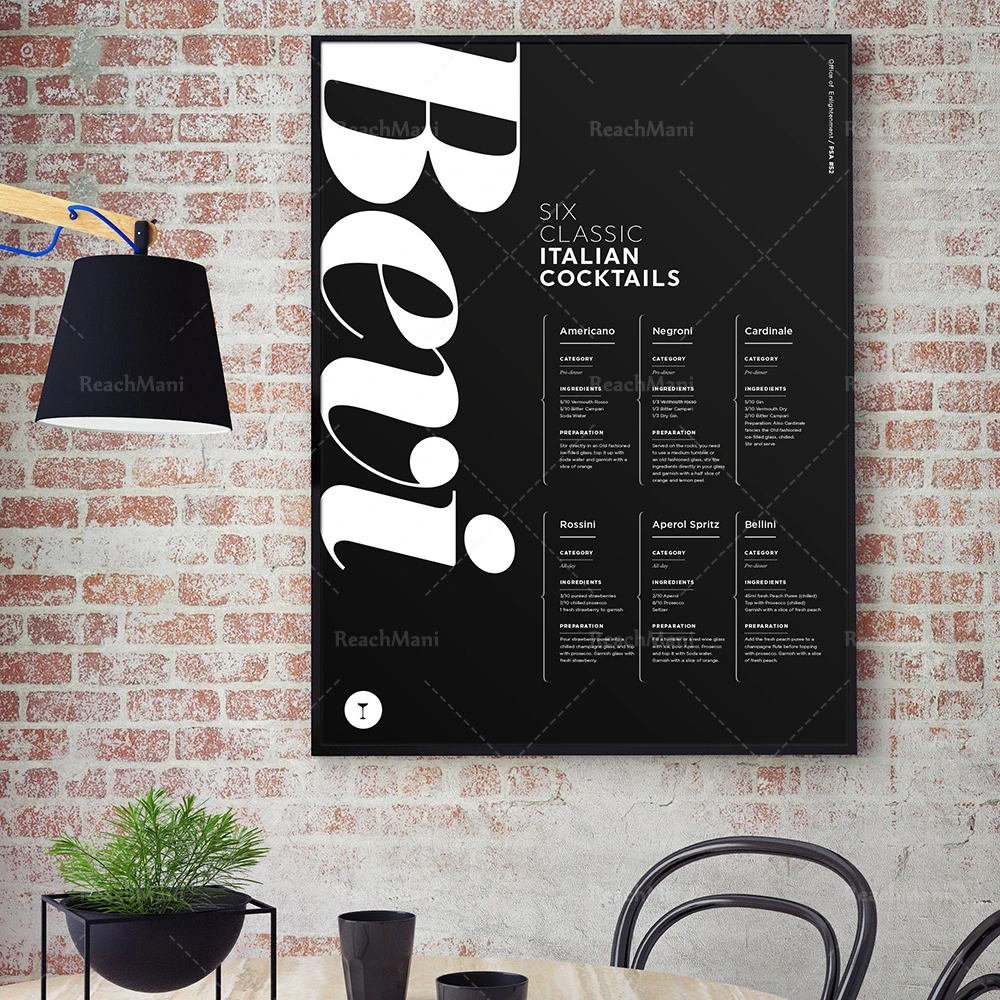 Bellevue، ستة كوكتيلات إيطالية، إيطاليا، Boisson، مطعم البار، Helvetica، الطباعة، Dr Rolle، اقتباس، Noir et Blanc، حديث