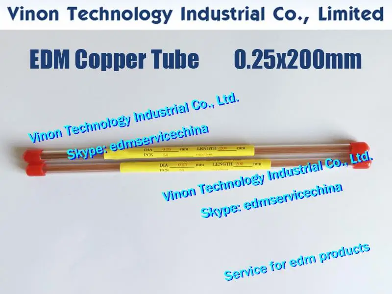 (50pcs/lot) 0.25x200MM Copper Tube Single Channel, Copper EDM Tubing Electrode Single Hole Dia. 0.25mm 200mm Long for EDM Drill