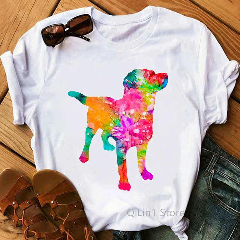 Watercolor Dalmatian/Dachshund/Labredor/Chihuahua Dog Animal Print T-Shirt Women'S Clothing Funny Tshirt Femme Dog Love T Shirt