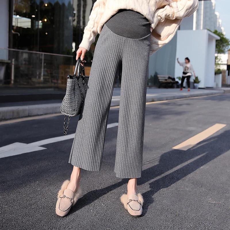 Make pregnant women trousers wide-legged trousers new knitting age season joker loose trousers of straight pregnant woman's abdo