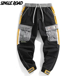 Single Road-Pantalon Cargo pour Homme, Baggy avec Poches, Jogging Hip Hop, Streetwear Japonais, Noir, Mode 2023