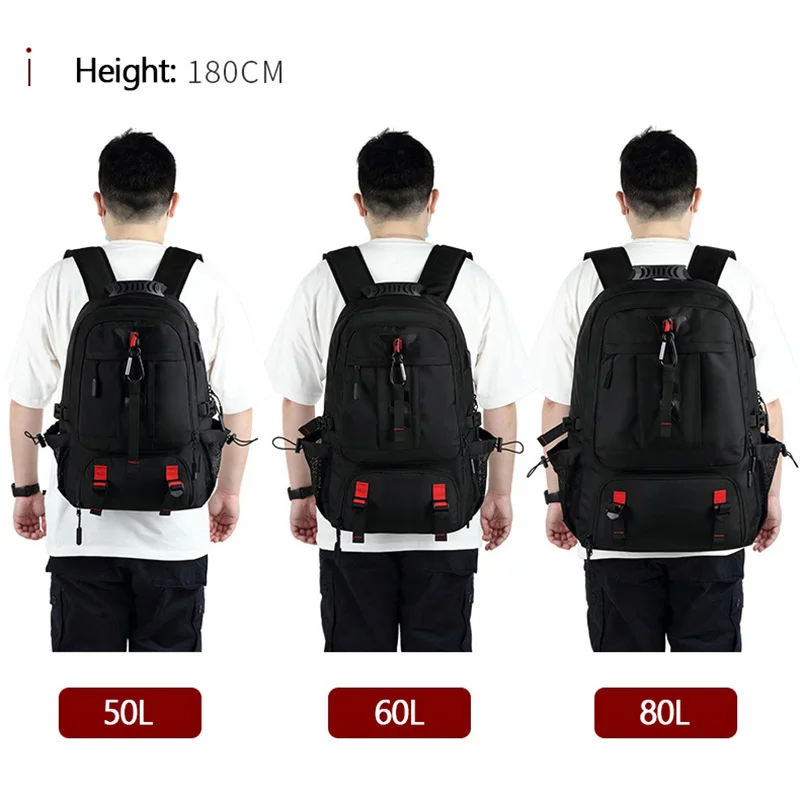 80L Laptop Backpack Men 50L Mountaineering Sports Travel Bag Mochilas Multifunctional Camping Hiking Durable Backpacks X243C+