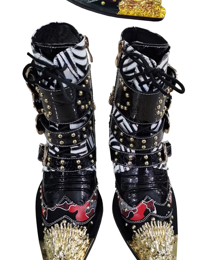 Frühling Männer High heels Stiefel Eisen kopf Spitze Erhöhen Serpentin Echtem Leder Business bankett Formalen leder stiefel Modell stiefel – Detail 11
