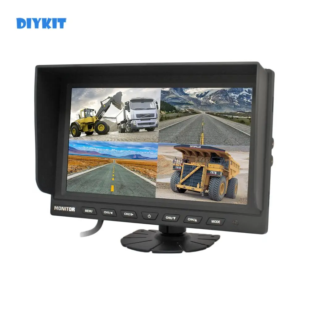 

DIYKIT 9inch Split Quad Display Color Rear View Monitor Car Monitor for Car Truck Bus Reversing Camera