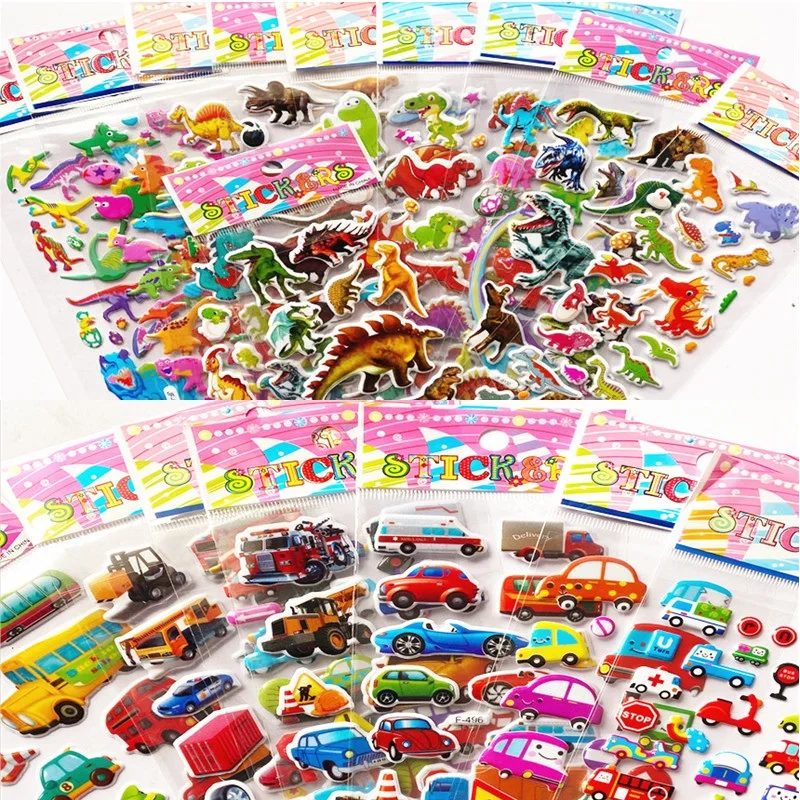 3D Stickers For Kids Boys DIY Stickers Assorted Scrapbook Stickers Cartoon Animal Waterproof DIY Toys Home Decoration Poster