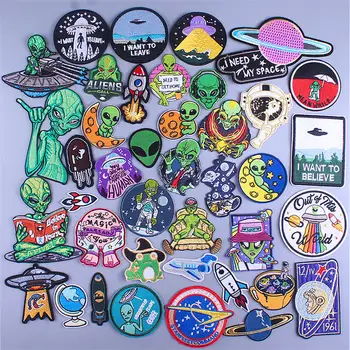 太空人星球圖案衣服貼片 外星人UFO圖案熨燙貼片 衣物熱熔貼片 衣服貼片 10 最佳銷售 外星人補丁 - №1