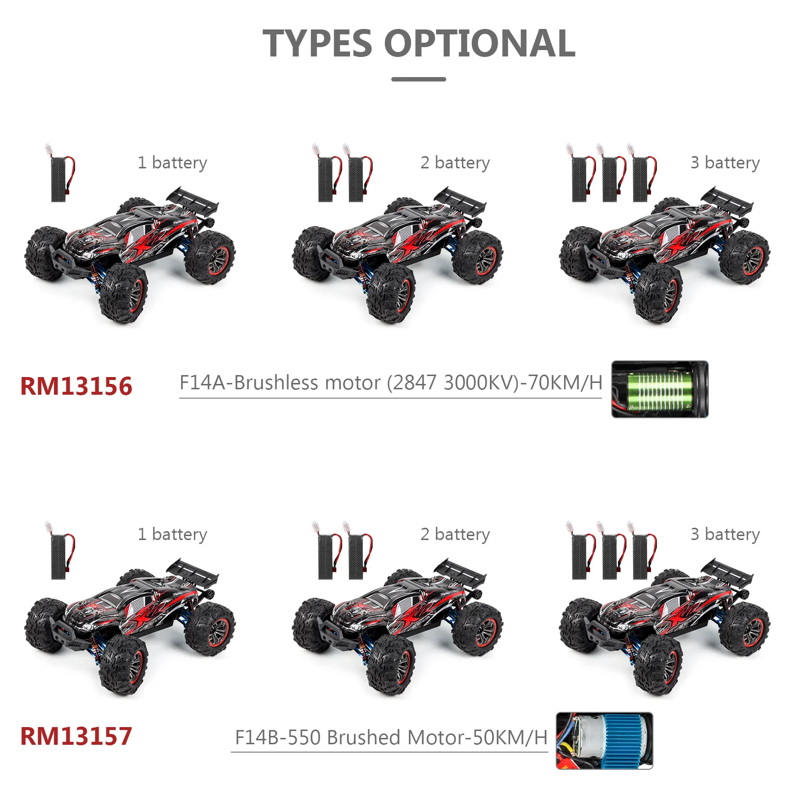 New Arrival F14A F14B 1/10 2.4G 4WD Brushless RC Car 70km/h High Speed Off-Road Racing Car Metal C Hub Carrier Arm RC Crawer