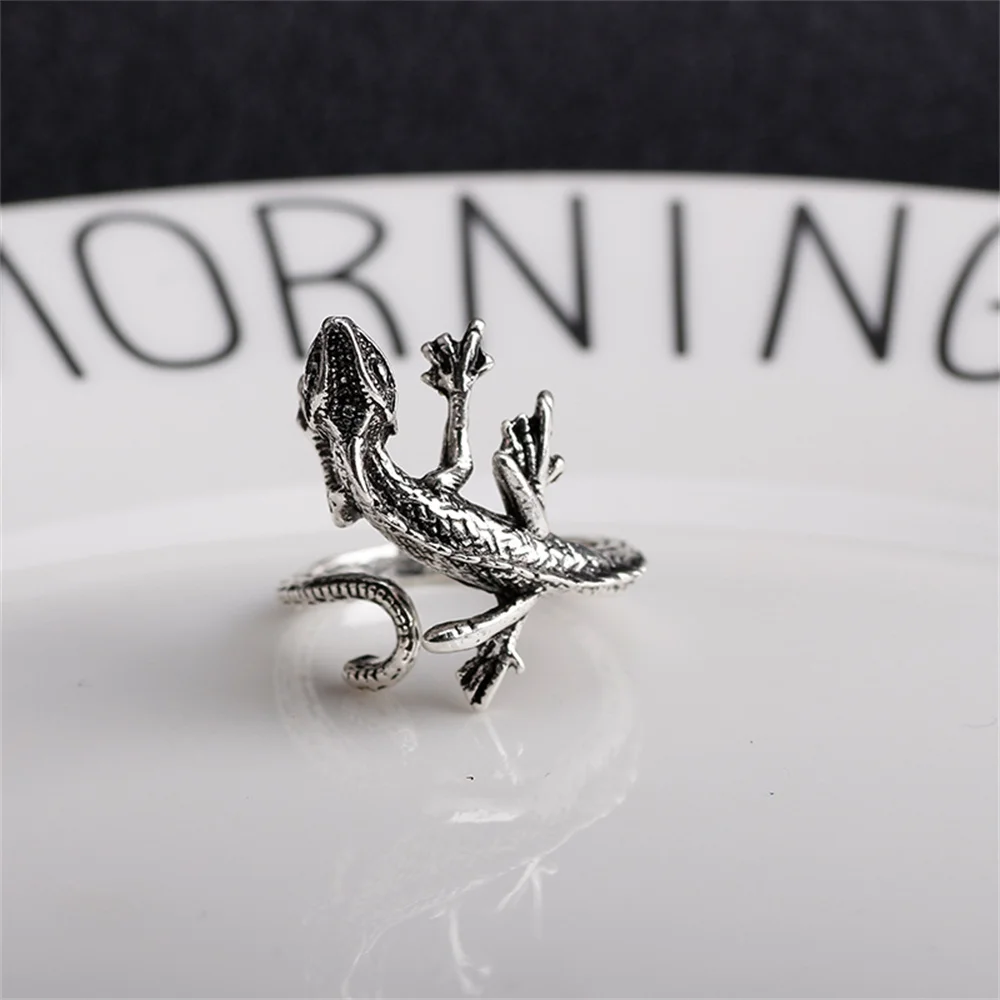 Retro Lizard Ring for Men Women Vintage Animal Adjustable Opening Finger Ring Party Jewelry Accessories Gift Gothic Decor