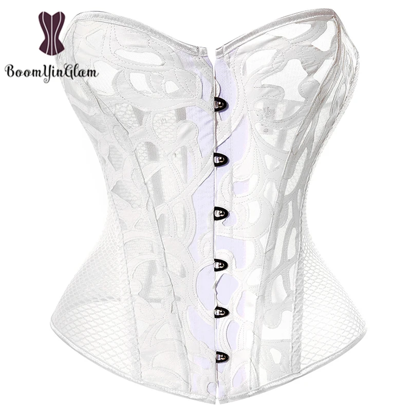 Plus Size XS To 6XL Waist Trainer Corset Overbust Sexi Translucent Corset Top Women Body Shape Wear With G String