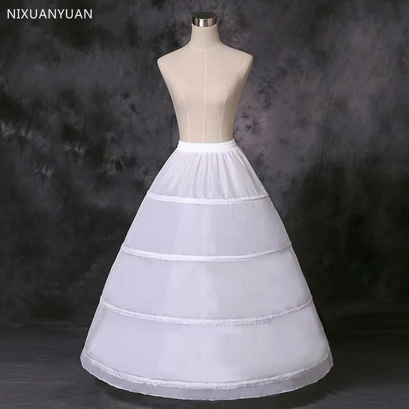 Jupon de mariée Long bon marché, robe de bal, 4 cerceaux, Crinoline, 2021