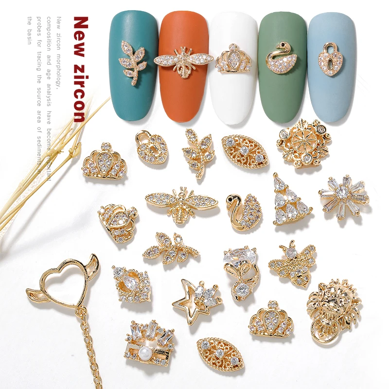 New Pattern 2 Pieces Alloy Zircon Nail Art Decoration Zircon Rhinestone Tassel / Heart / Wing Nail Jewelry High End Long Nail