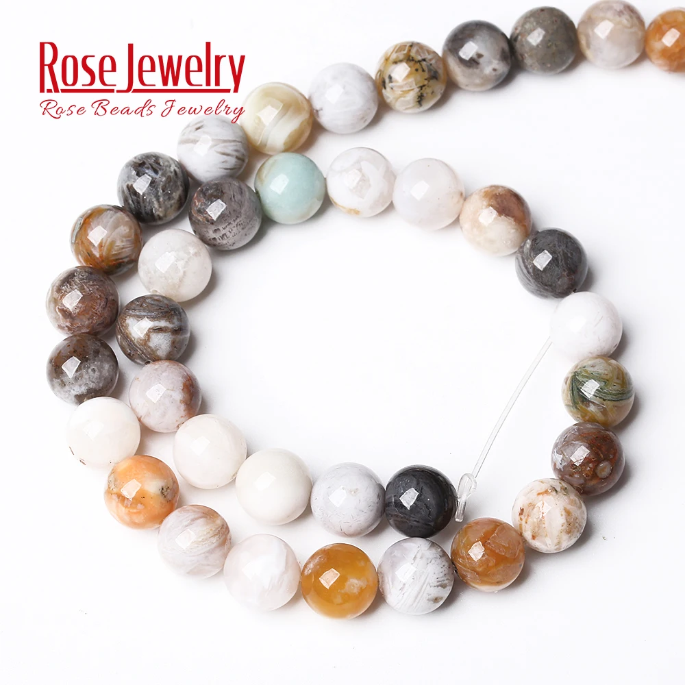 Natural Stone Bamboo Leaf Carnelian Agates Round Loose Beads 15\