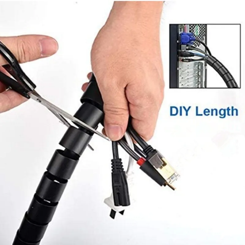 5 метров, 16 футов, протектор кабеля для управления проводами, органайзер для проводов, гибкий расширяемый консилер для проводов для дома и офиса