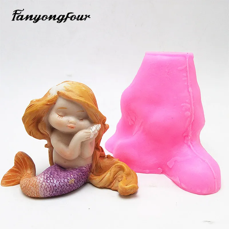 Cute Mermaid Silicone Mold DIY Inverted Resin Gypsum Candle Concrete Crystal Dropper Special Mold Craft Production