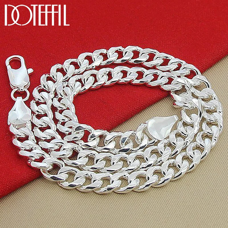 

DOTEFFIL 925 Sterling Silver 10MM 22-24 Inch Men Necklace Side Chain Atmospheric Jewelry Statement Necklace