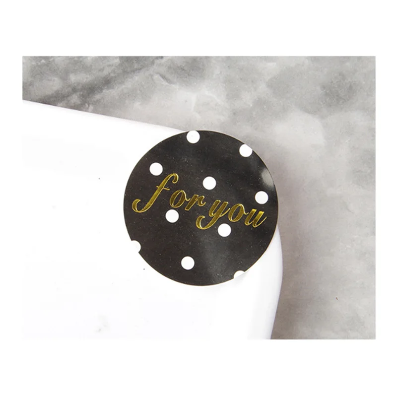 100 stücke Schwarz Runde Dot für Sie Kuchen Verpackung Abdichtung Label Kraft Aufkleber Backen DIY Geschenk Aufkleber – Detail 8