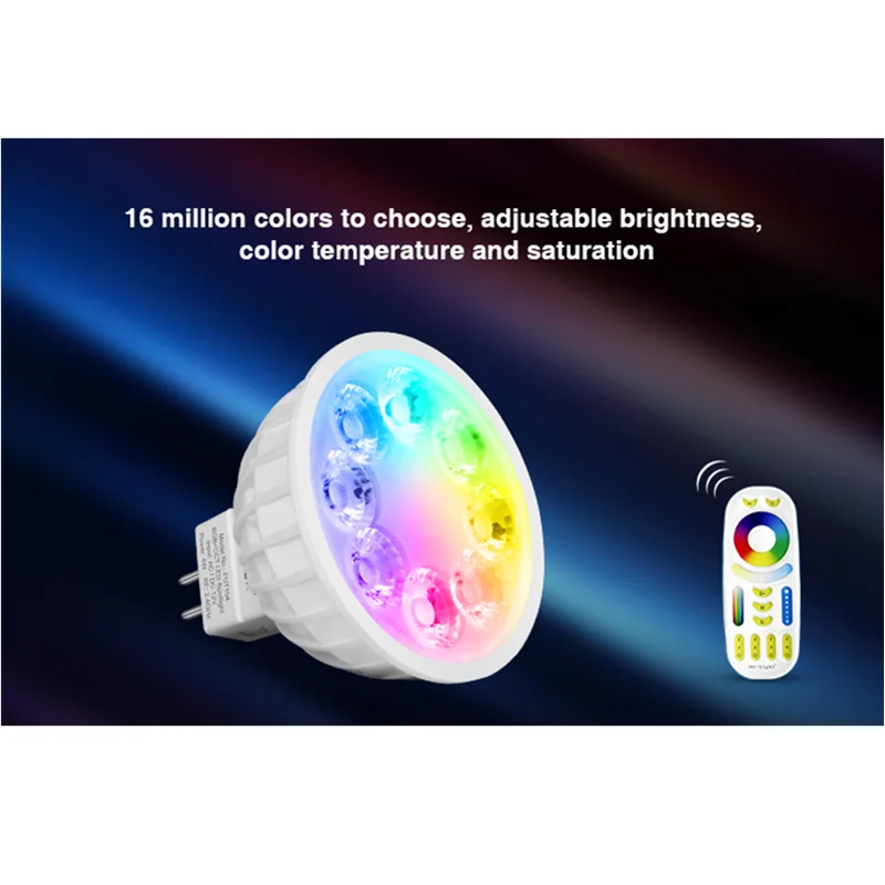 Miboxer FUT104 4W MR16 RGB+CCT LED Spotlight MR16 LED Bulb lamp for Bedroom Restaurant Sitting room Cook room lighting