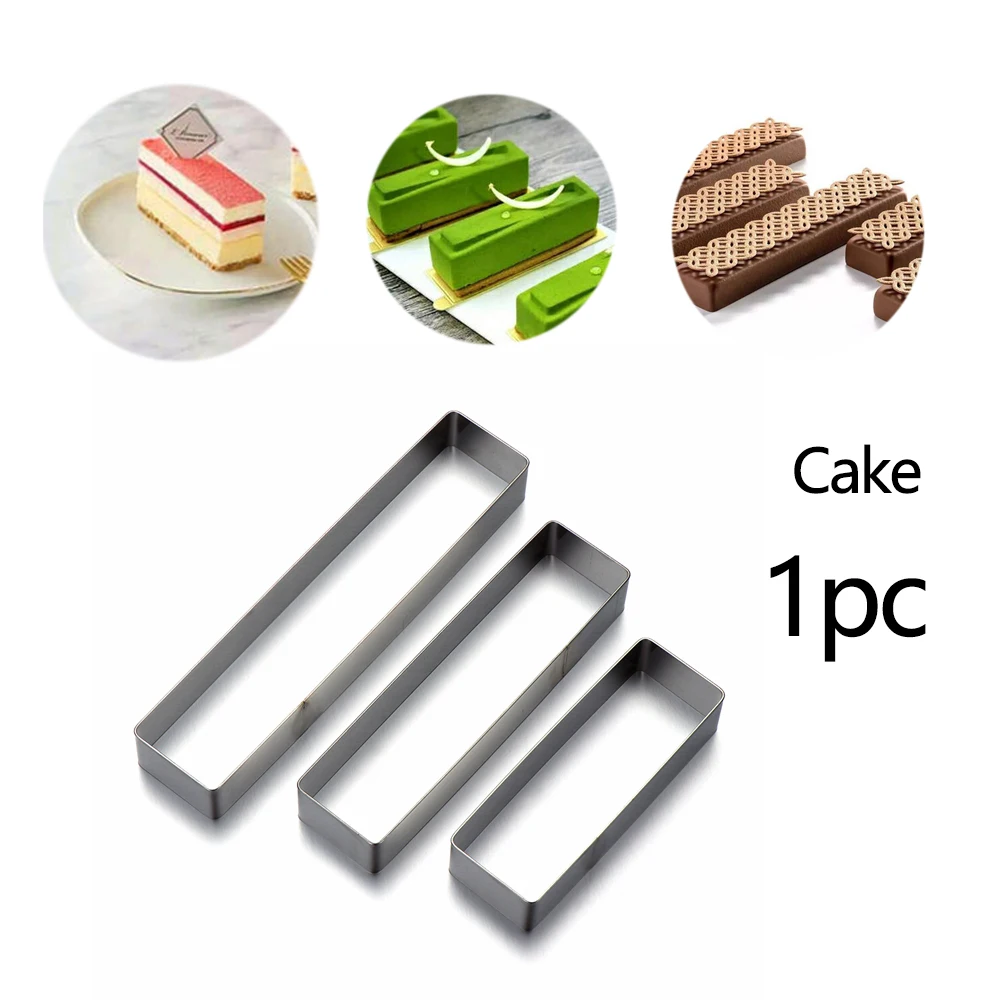 3 sizes  Stainless Steel Mousse Ring Rectangle Cake Ring Cookie Cutters Mousse Baking Cake Mold Tiramisu Bake Tools Hot Sale