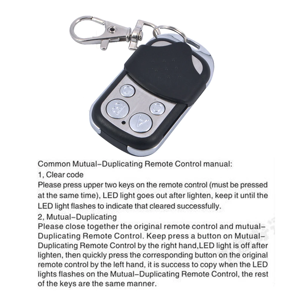 Universal 433.92 Mhz Duplicator Copy Wireless Universal Door Code Remote Control Duplicate Key Fob 433MHZ Cloning Gate Garage