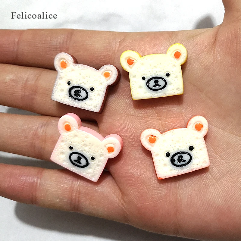 8 pçs pão urso cookies ornamento em miniatura casa de bonecas cozinha brinquedos artesanato comida falsa diy acessórios para o cabelo caso do telefone decoração