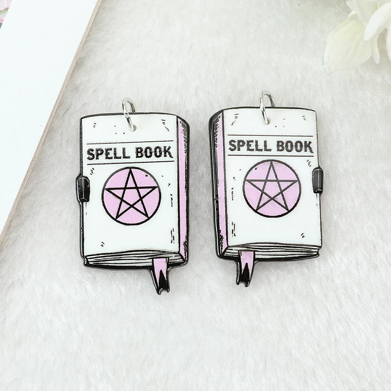 12Pcs Pastel Goth Witchy Charms Spooky Creative Acrylic Cauldron Planchette Pendant For Earring Necklace Diy Making