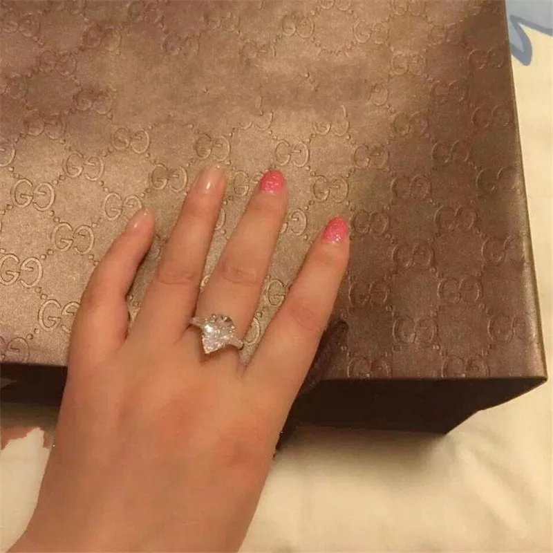 Solitaire 5ct Lab Diamond Ring Real 925 sterling silver Jewelry Engagement Wedding band Rings for Women Bridal Party accessory