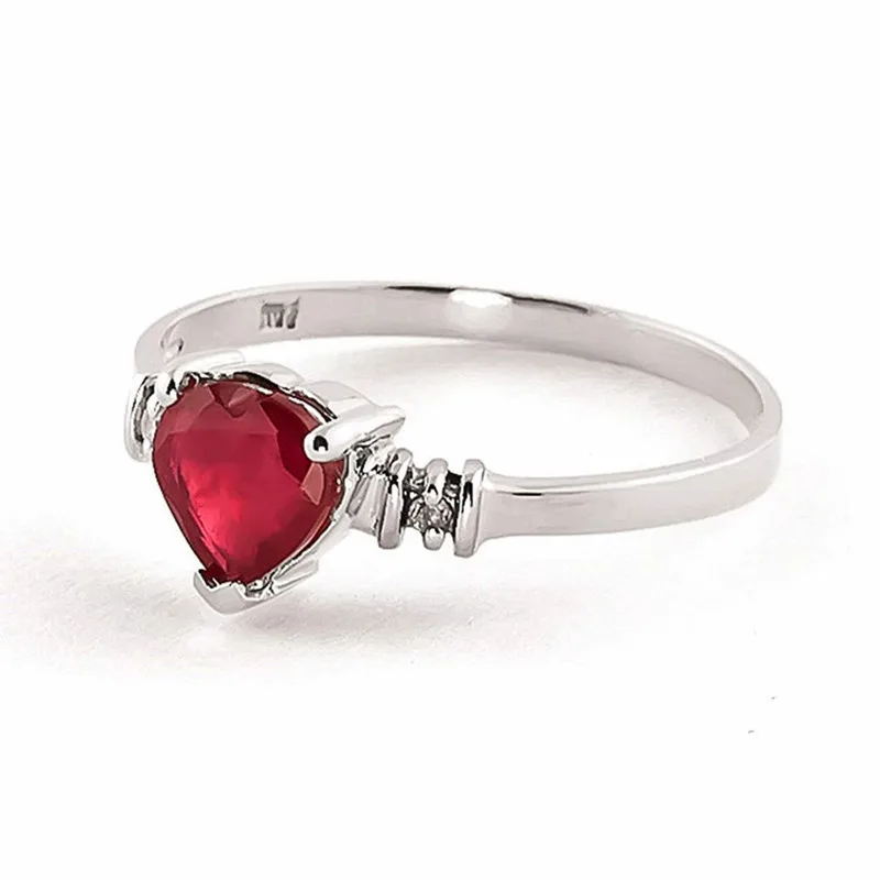 Women's Fashion /Gold/Rose Gold  Heart-Shaped Red Stone Ring Charm Bridal Engagement Wedding Band Jewelry Gift