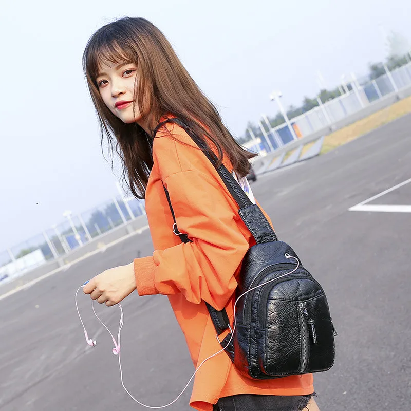 NIGEDU Women Chest Bag Multifunction Crossbody Bags small messenger bags soft PU leather Casual Travel backpack red bolsas