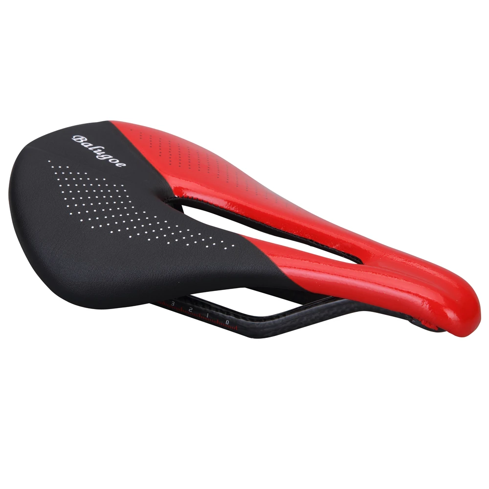 BALUGOE Carbon+Leather Bicycle Seat Saddle MTB Road Bike Saddles Mountain Bike Racing Saddle PU Breathable Soft Seat Cushion