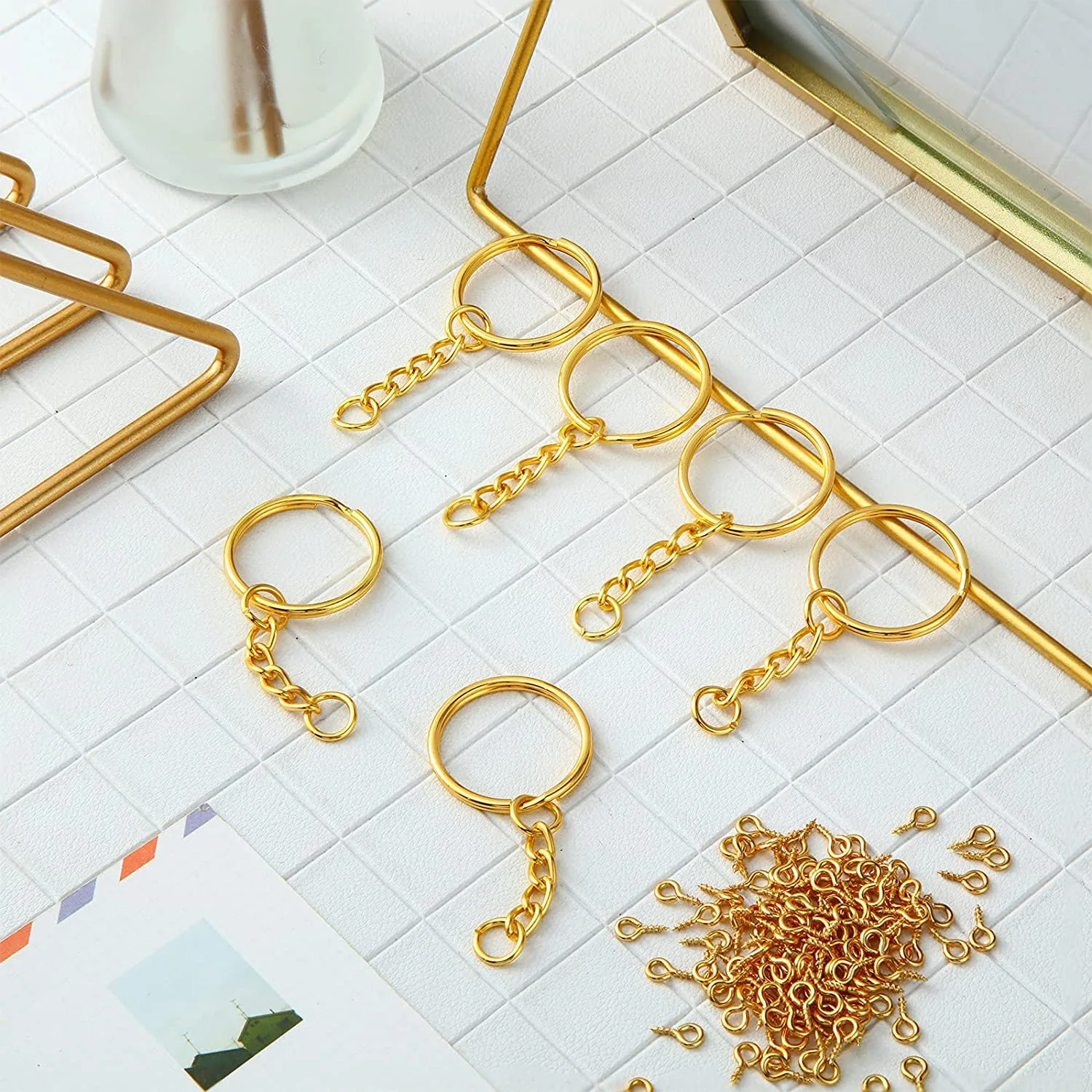 360Pcs Goud Zilver Sleutelhanger Ring Maken Kit Levert Diy Handgemaakte Hanger Casting Schroef Nagels Cirkel Sieraden Gereedschap Sets Art craf