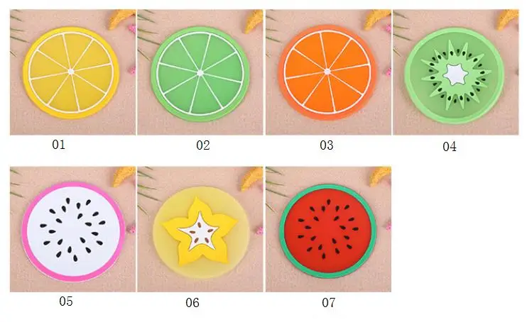 Fruit silicone Cup Mat Pads Coffee Mug Drink Coasters Dining Table Placemats Desk Accessories 6 color SN2907