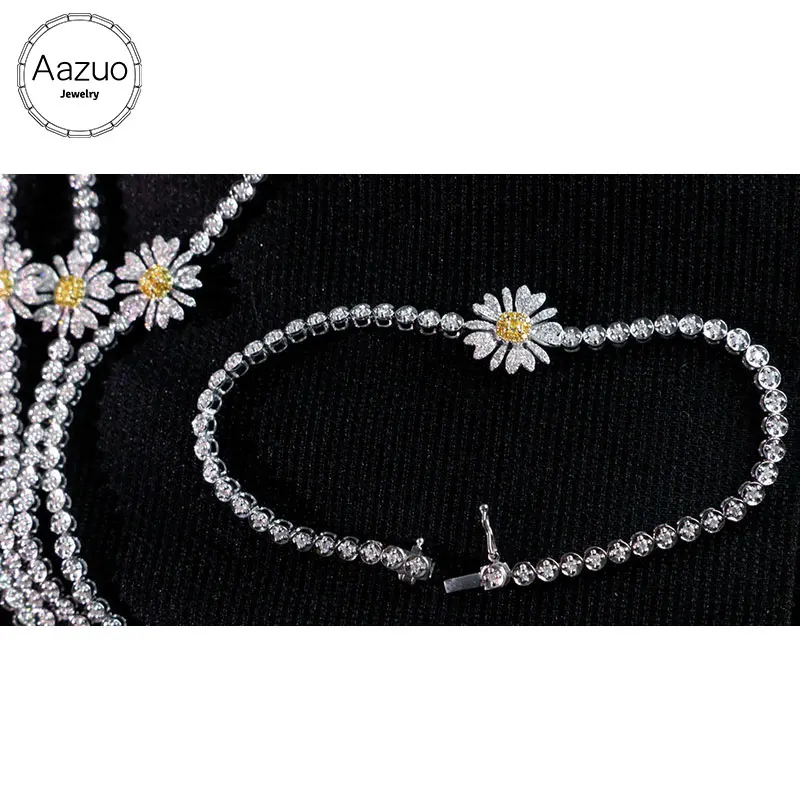 

Aazuo Real Yellow White Diamond 18K Gold Classic Daisy Bracelet Upscale Trendy Senior Party Senior Customize Fine Jewelry