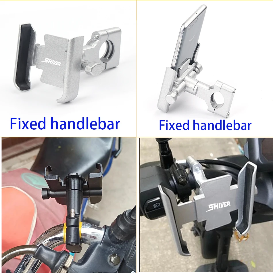 For Aprilia SHIVER 750 900 Motorcycle Aluminum Mobile Phone Holder GPS Navigator Rearview Mirror Handlebar Bracket Accessories