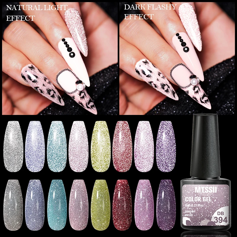 Mtssii Reflektierende Glitter Gel Nagellack Funkelnden Pailletten Semi Permanten Soak Off UV LED Farbe Lacke Nail art Dekoration – Detail 1