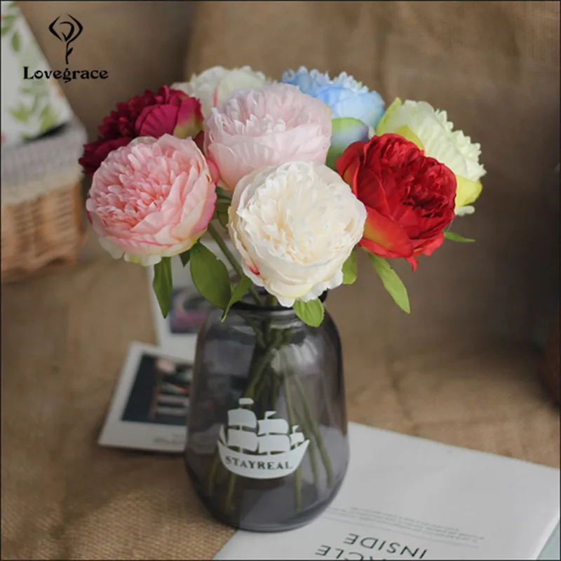 Bouquet de Pivoines Artificielles à 5 Têtes, Fleurs Blanches, Décor de ixde Mariage à Domicile