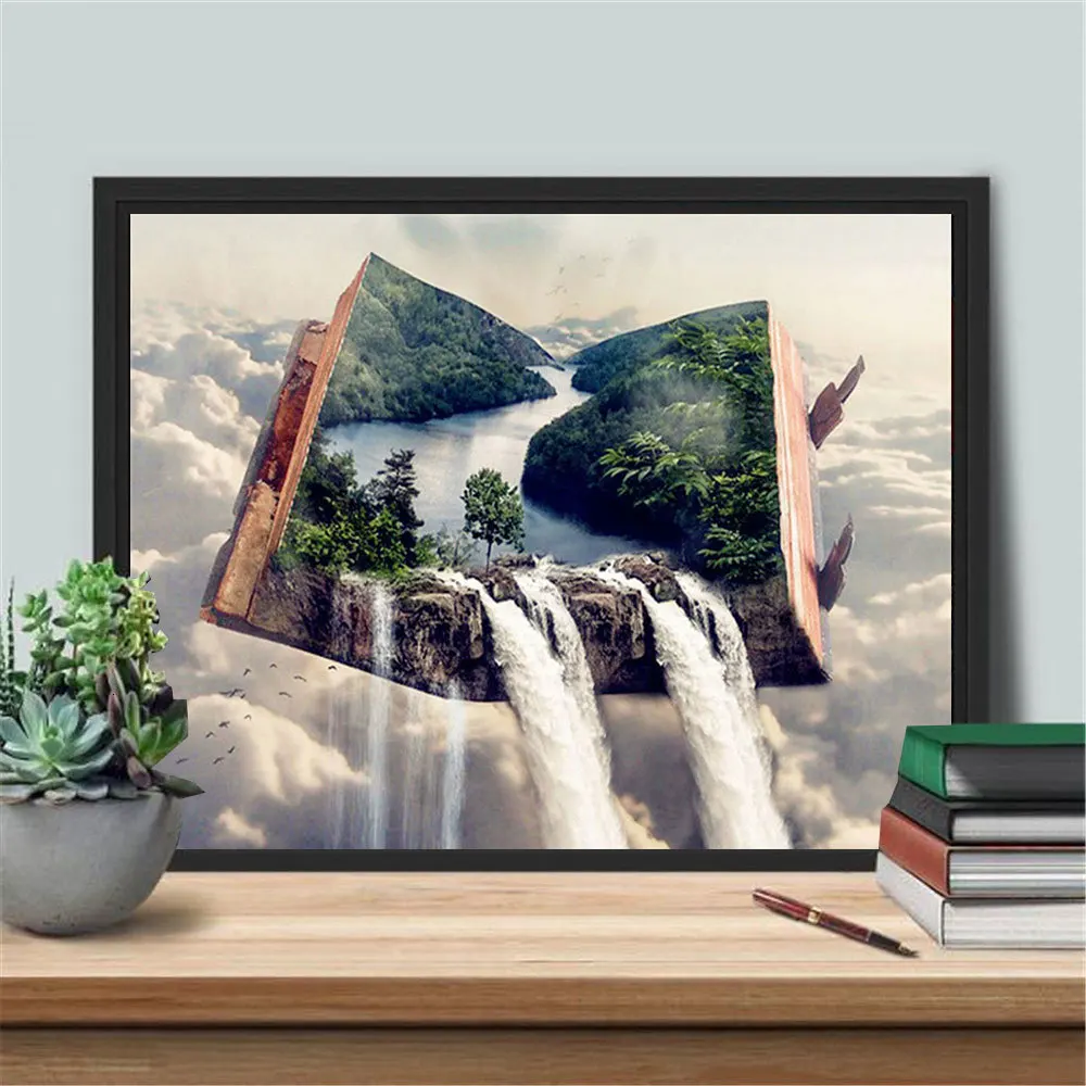 HUACAN Diamond Painting New Landscape Waterfall Rhinestones 5D DIY Diamond Embroidery Cross Stitch Book Mosaic Home Decor