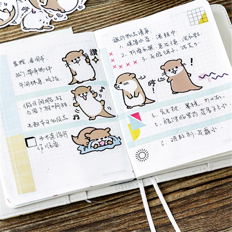 Cute Animal Otter Masking Stickers Scrapbooking Diary Japanese Stationery Paper Deco School Supplies Diy Kids Stickers