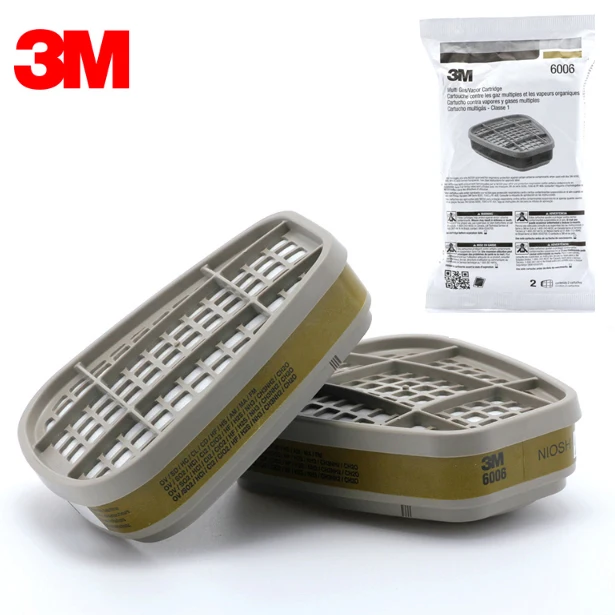 3M 6006 Masker Gas Filter Kotak Fitting untuk Gas Organik dan Methylamine Cat Semprot