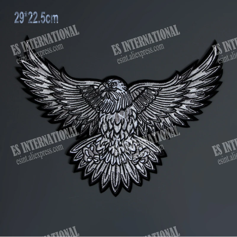 11 Inch Grote Borduurwerk Patches Voor Jacket Terug Vest Motorfiets Biker Ijzer Op Eagle Vleugels Kleding Decoratie Applique