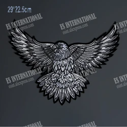 11 inches large Embroidery Patches for Jacket Back Vest Motorcycle Biker Iron On Eagle Wings Clothes Decoration Applique