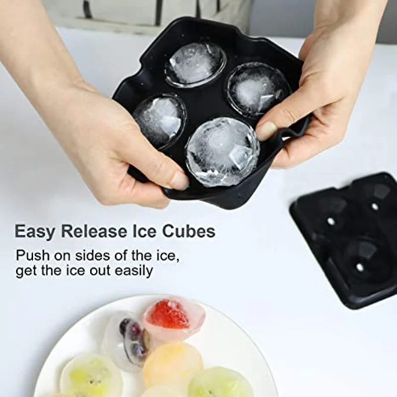 Reusable Silicone Ice Stick Tray with Lid, Diamond Molds, Flexible, 4-Ice Trays Maker, Chilling Whiskey Cocktails