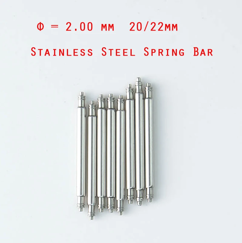 10 Pcs diameter diameter=2mm Stainless Steel 16/18mm/20mm/21mm/22mm/24mm Spring Bars Pin for Diver  watch