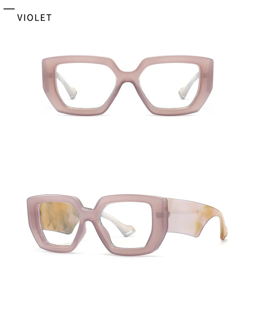 Neue Fashion Square Frauen Brille Rahmen Luxus Klar Anti-Blu-Ray Frühling Scharnier Breite Beine Brillen Männer Optische Polygon rahmen – Detail 13