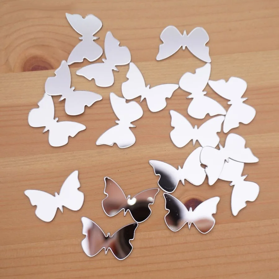 100Pieces 3X2cm Small Butterfly Sticker Wedding Decor Acrylic Mirror Sticker Kid\'s Room DIY Accessory Party Guest Gifts