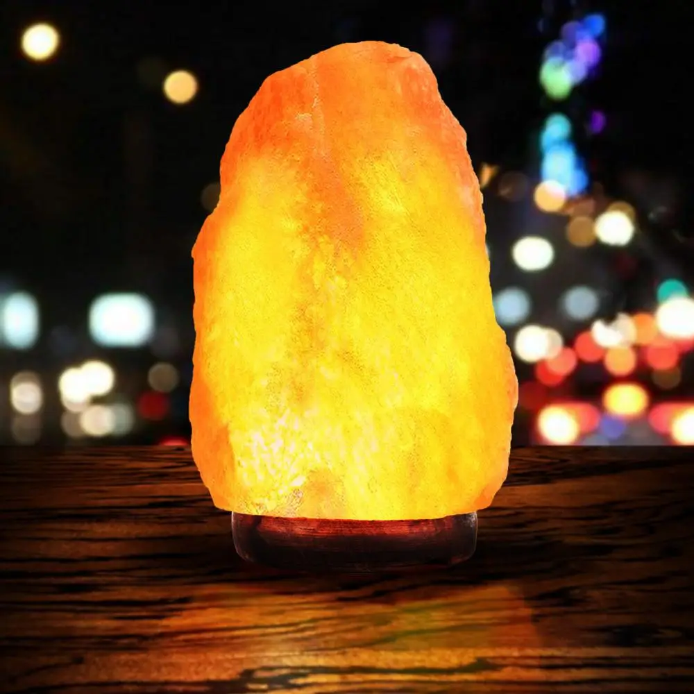 New High Efficiency Hand bedroom lamp Carved USB Wooden Base Himalayan Rock Salt Lamp Air Purifier Night Light gift small night