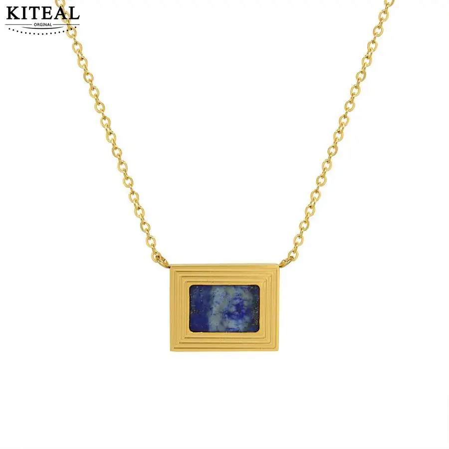 

KITEAL Vintage Love steel stainless Perfume women pendant necklace Oil painting lapis lazuli tattoo choker Costume Jewellery